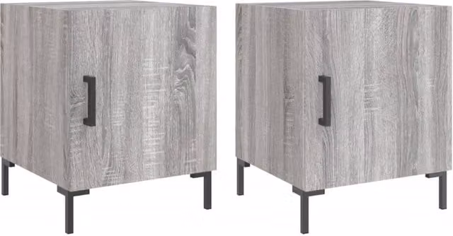 Berkfield Home Set of 2 Grey Sonoma Bedside Cabinets, W/D/H: 40 x 40 x 50 cm