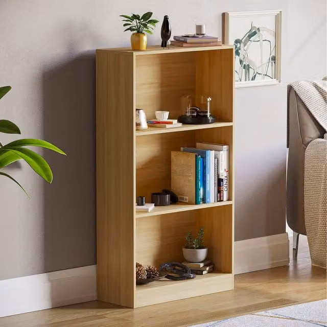 Vida Designs Modern Oak Bookcase with Back Panel, W/D/H: 108 x 60 x 24 cm