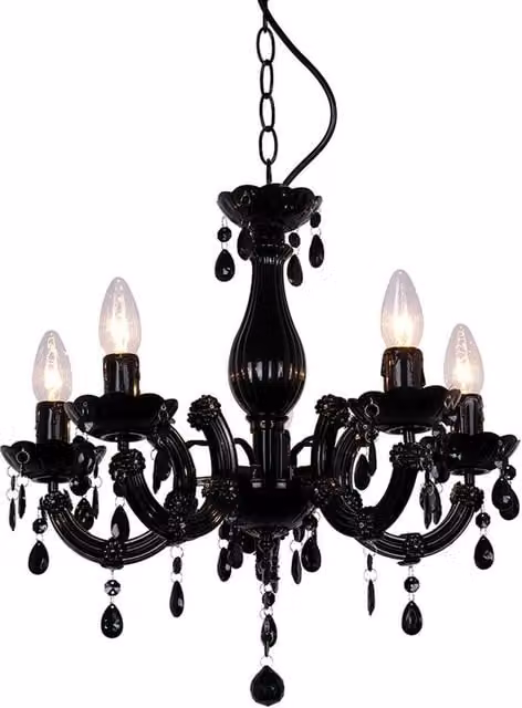 Netlighting Magnolia Multi Arm Black Glass Ceiling Chandelier with 5x E14 Sockets