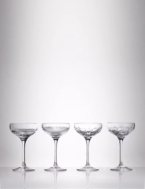 Waterford Set of 4 Clear Crystal Mixology Cocktail Coupe Glasses