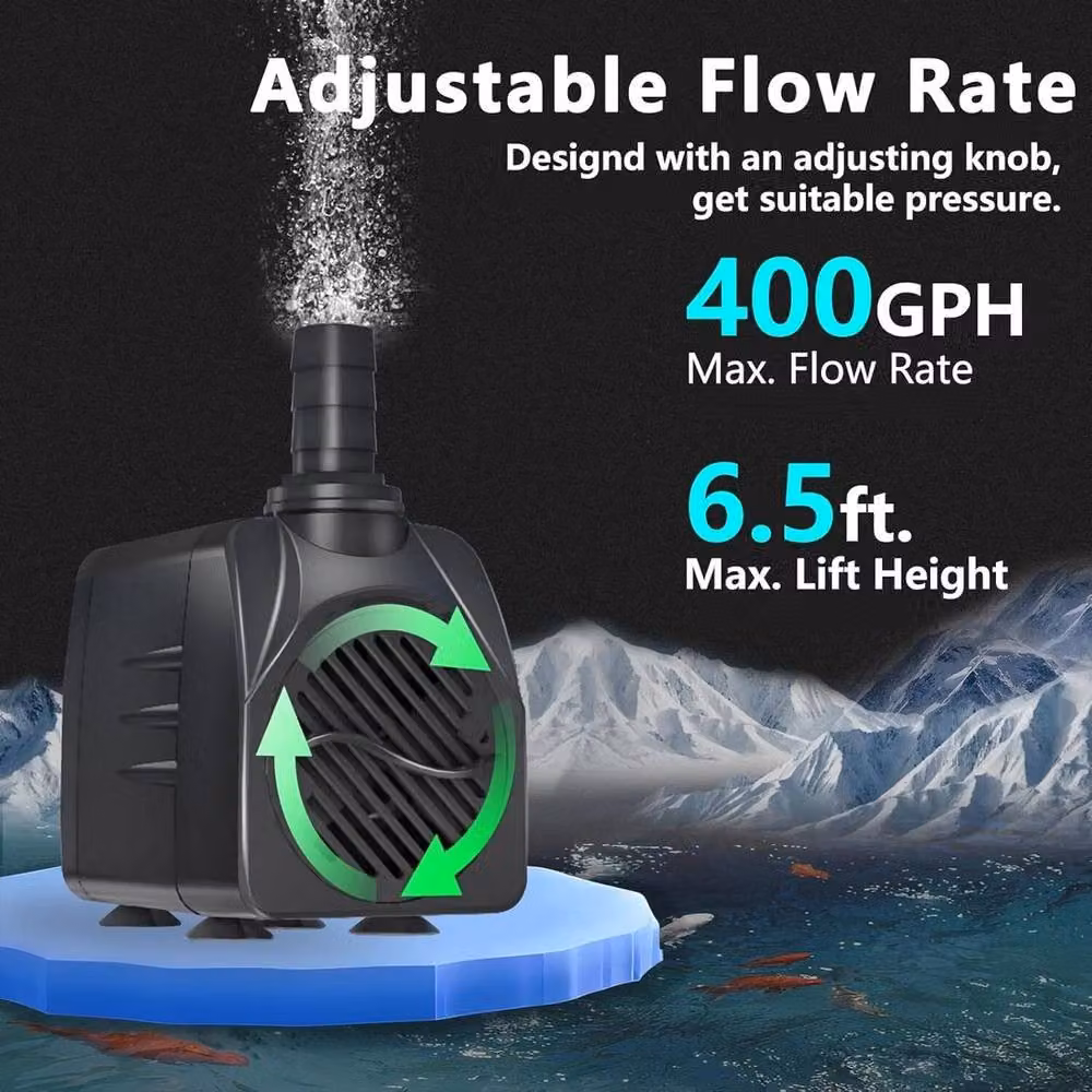 FLAVORA 10W Ultra Quiet Fountain Water Aquarium Pond Pump, Black – 3