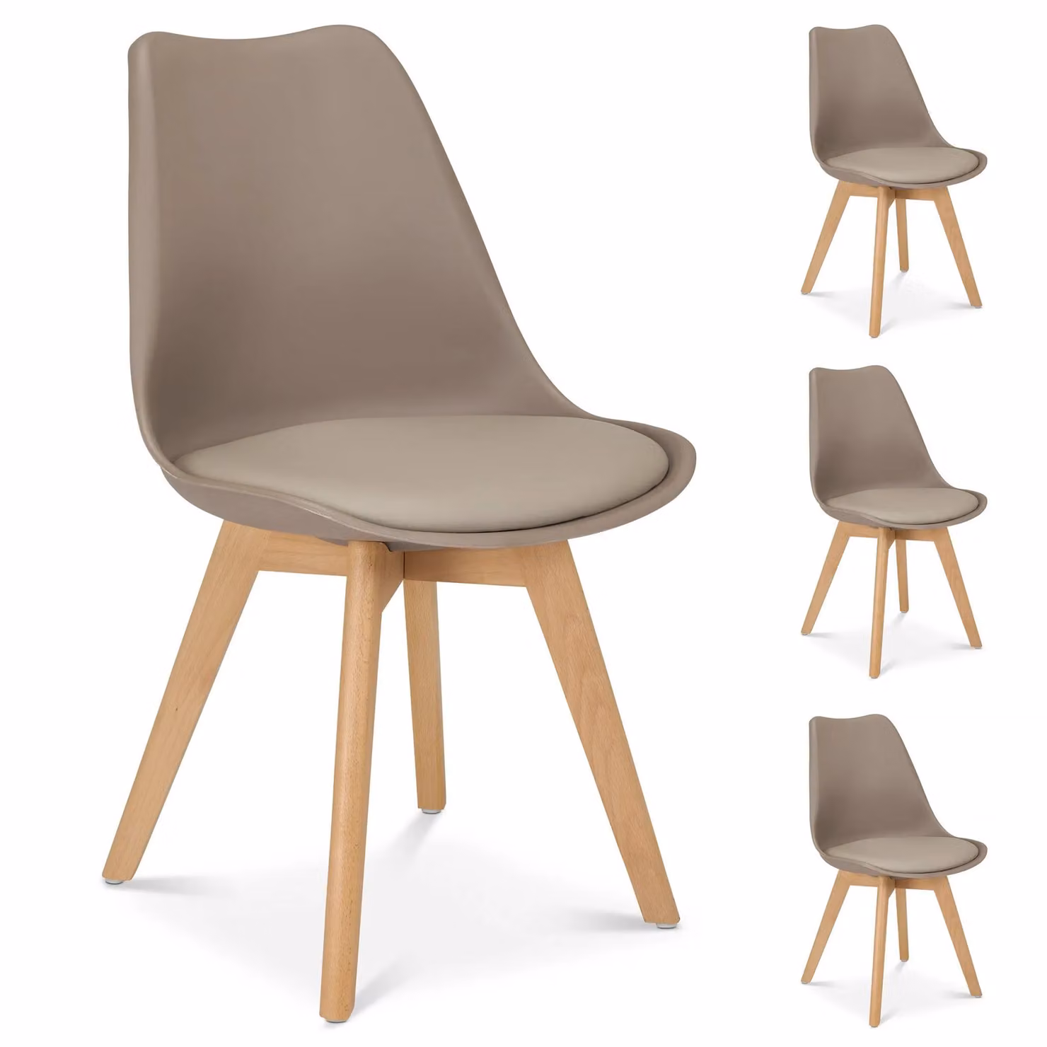 Bravich LTD Rocco Tulip Dining Chair in Taupe, Set of 4 – 3