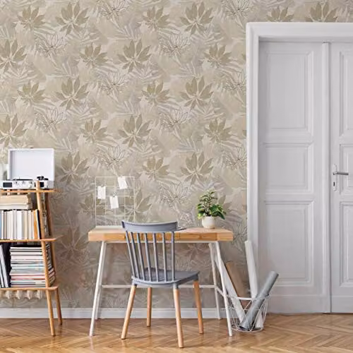 Marburg Avalon 31602 Beige Nature Floral Botanical Non-Woven Wallpaper, W: 0.53 m, H: 10.05 m – 2