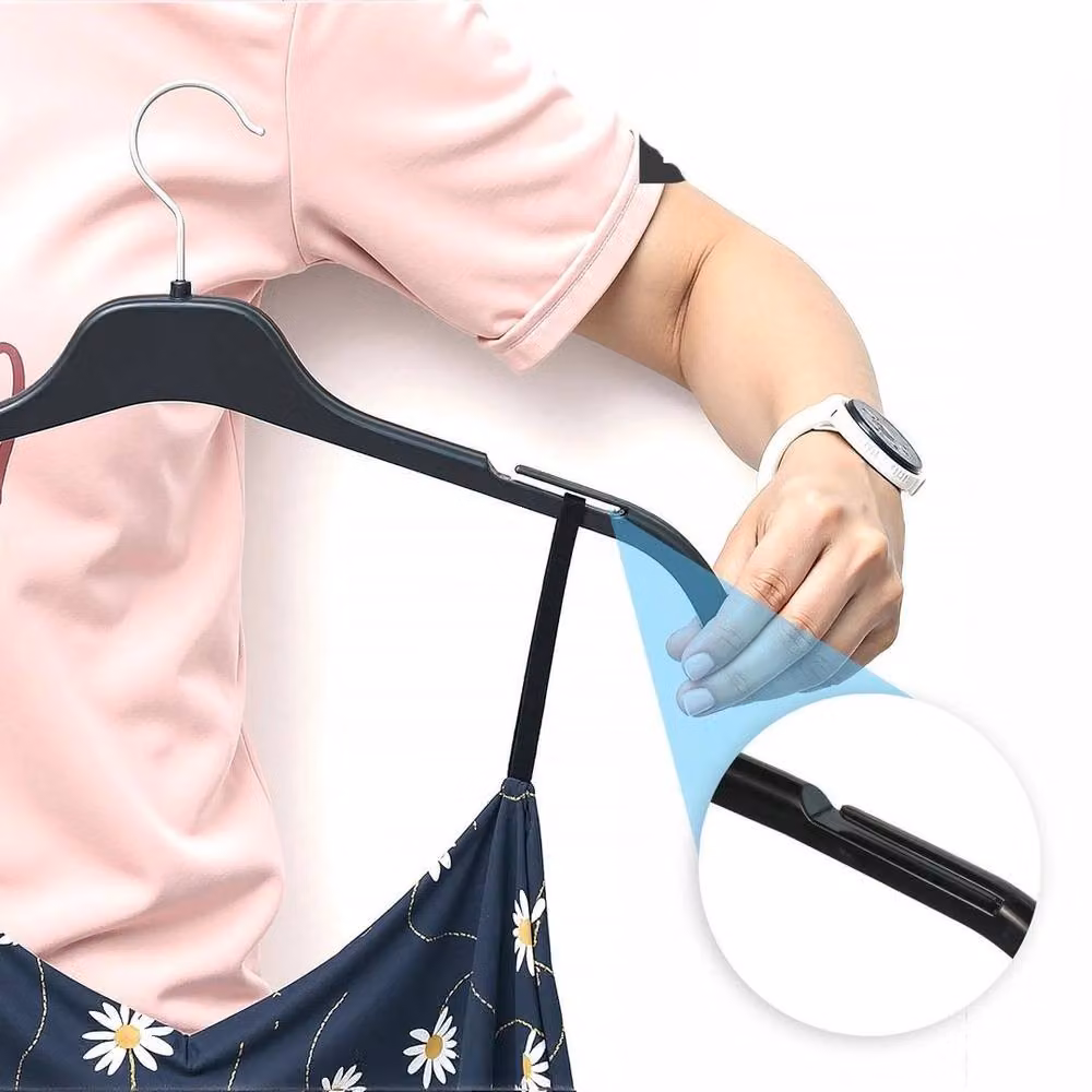 PAWNORA Black Plastic Space Saving Clothes Hangers with Swivel Hook, Pack of 40, Width: 43 cm – 3