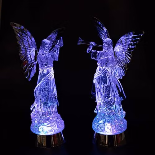 Shatchi Christmas LED Light Up Angel Figure Snowglobe with Swirling Glitter, Height: 33 cm – 3