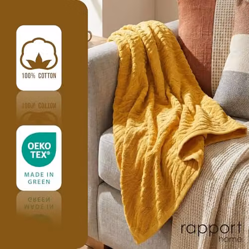 Rapport Home Safari 2-Pack Mustard Yellow Cotton Bath Towels, W/H: 70 x 120 cm – 3