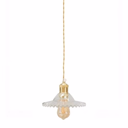 ValueLights Lucrezia Gold Brushed Hanging Ceiling Pendant Light with Transparent Glass Lampshade and LED Bulb, Shade Width: 21.5 cm – 1