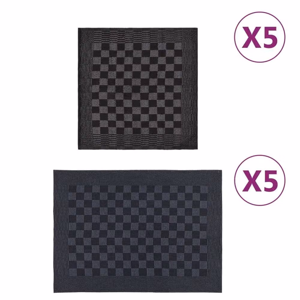 Berkfield Home 10 Piece Cotton Towel Set in Black and Grey – 2