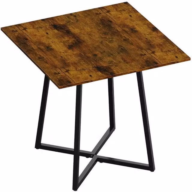 FLAVORA Industrial Style Square Dining Table in Brown and Grey with Metal Legs, W/D/H: 80 x 80 x 80 cm – 1