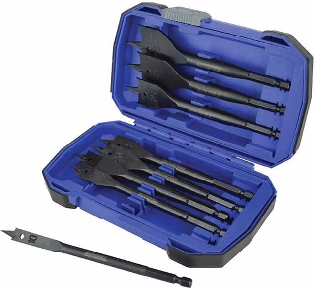Faithfull 8 Piece Impact Rated Auger Flat Bit Set, Multi Colour