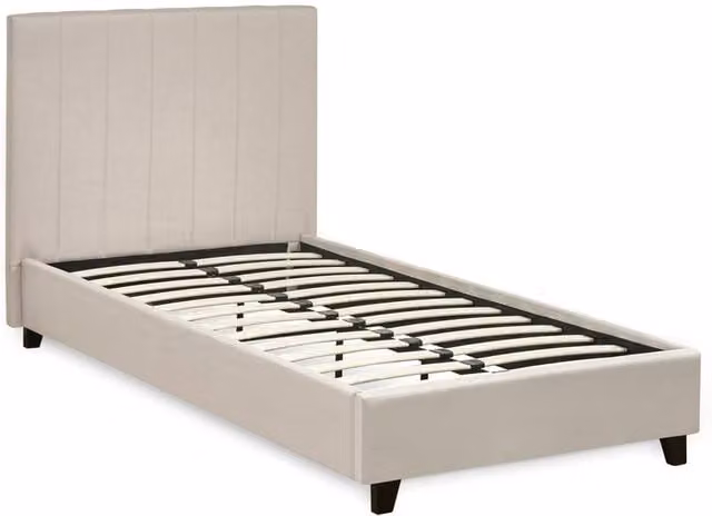 Cheshire Hazel Oatmeal Linen Upholstered Bed Frame, Beige, W/D/H: 90 x 200 cm