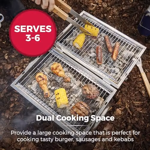 Tower Portable Barrel Charcoal Tabletop Grill in Silver and Black with Stainless Steel and Wooden Carry Handle, W/D/H: 41.5 x 24.5 x 35.0 cm – 2