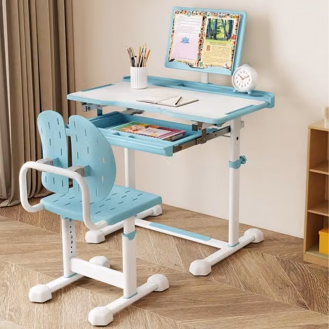 Costway Childrens Study Desk and Chair Set in Blue
