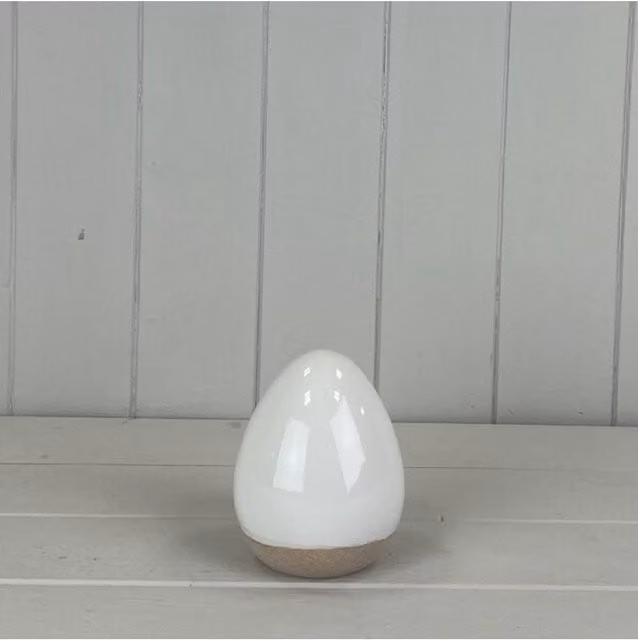 KDMD Elegant White Ceramic Egg for Easter Tabletop Decoration