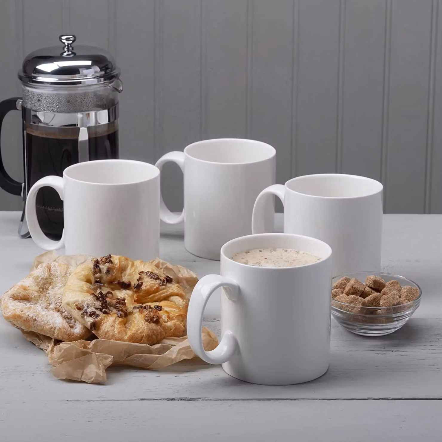 WM Bartleet & Sons Set of 4 White Porcelain Extra Large Mugs, 1.2 Pint Each – 2