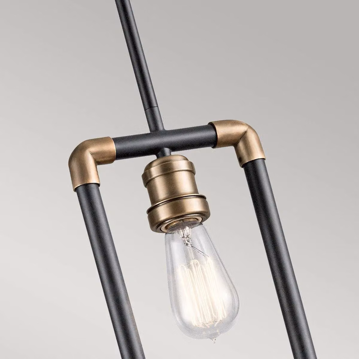 Netlighting Imahn 1 Light Mini Ceiling Pendant Light in Black and Natural Brass with E27 Socket – 2