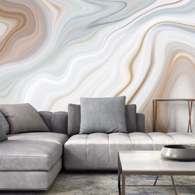 Origin Murals Marbled Ink Cloud Abstract Wall Mural in Yellow and Multicolour