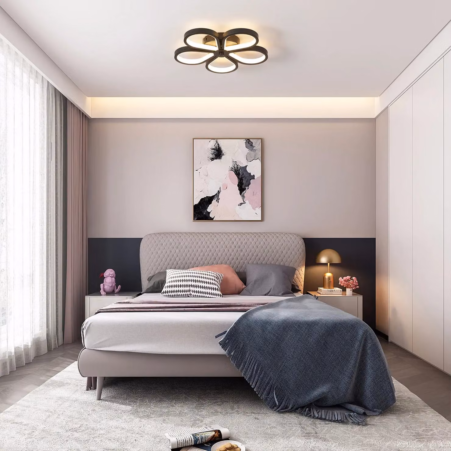 Garwarm Black Acrylic and Aluminium LED Flush Mount Ceiling Light with Warm White Glow – 3