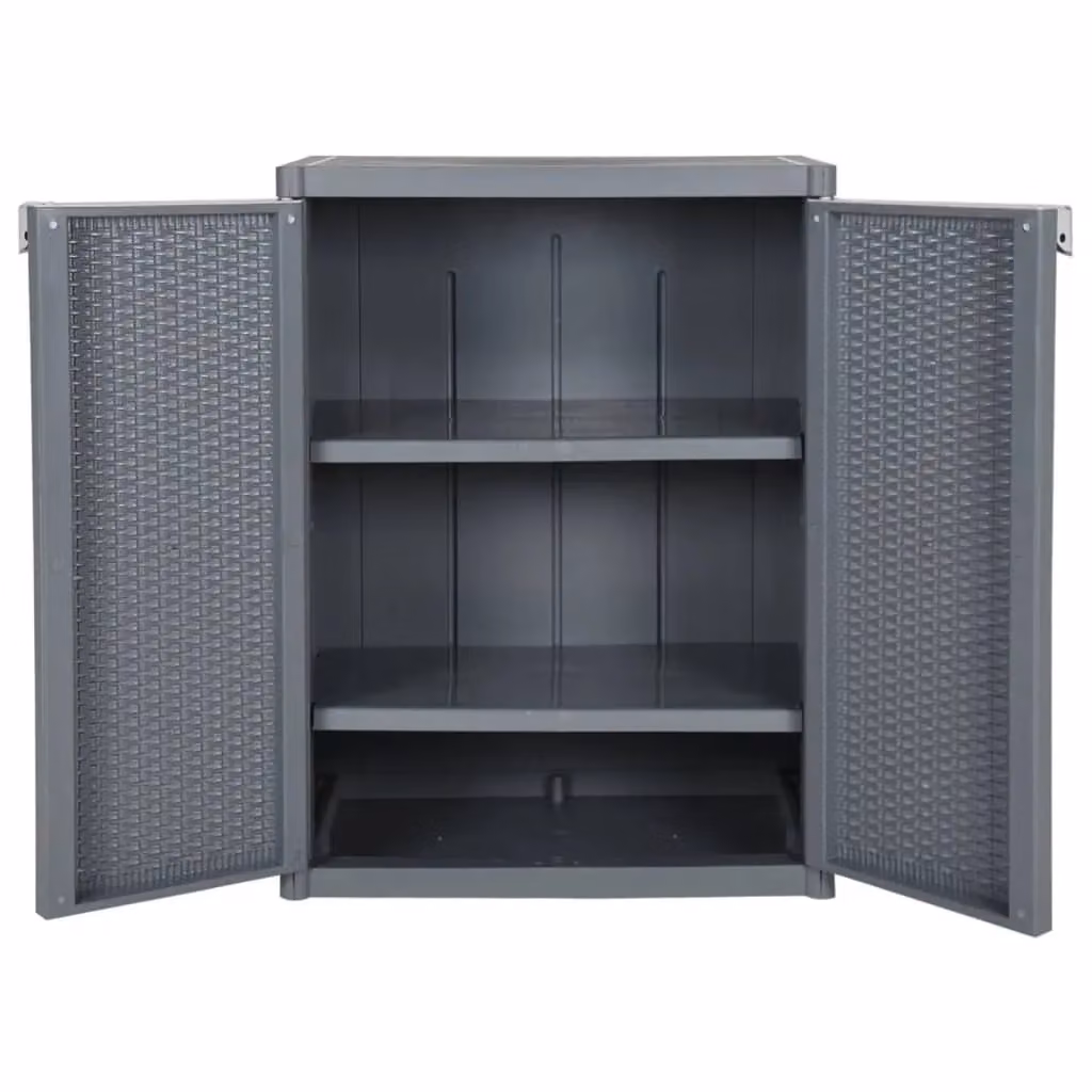 Berkfield Home Grey Rattan Garden Storage Cabinet with Internal Shelves, W/D/H: 65 x 45 x 88 cm – 3