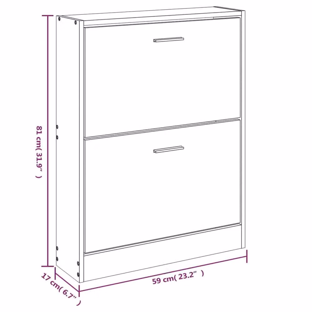 Berkfield Home Smoked Oak Shoe Cabinet in Brown, W: 59 cm, D: 17 cm, H: 81 cm – 4