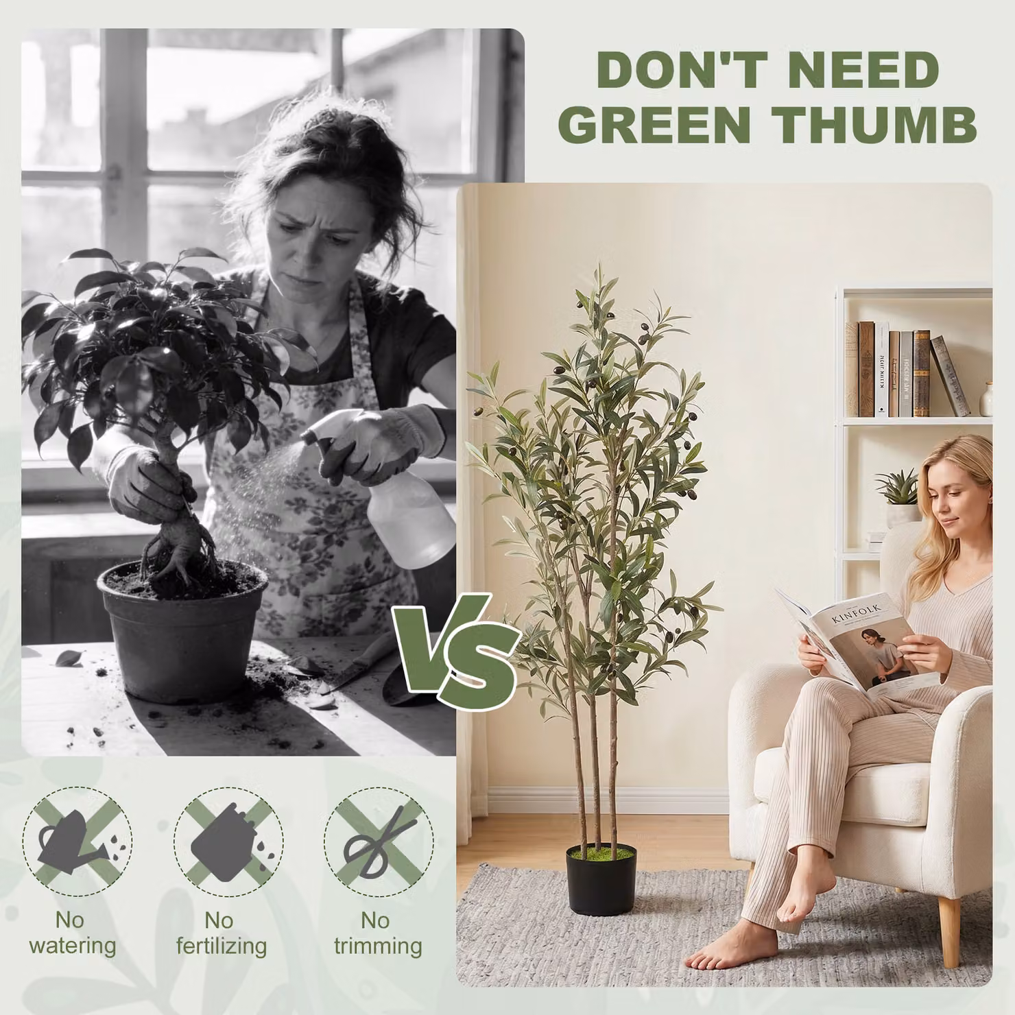 HOMCOM Green Mediterranean Silk Olive Tree with 553 Leaves in a Concrete Pot, Height: 148 cm – 4