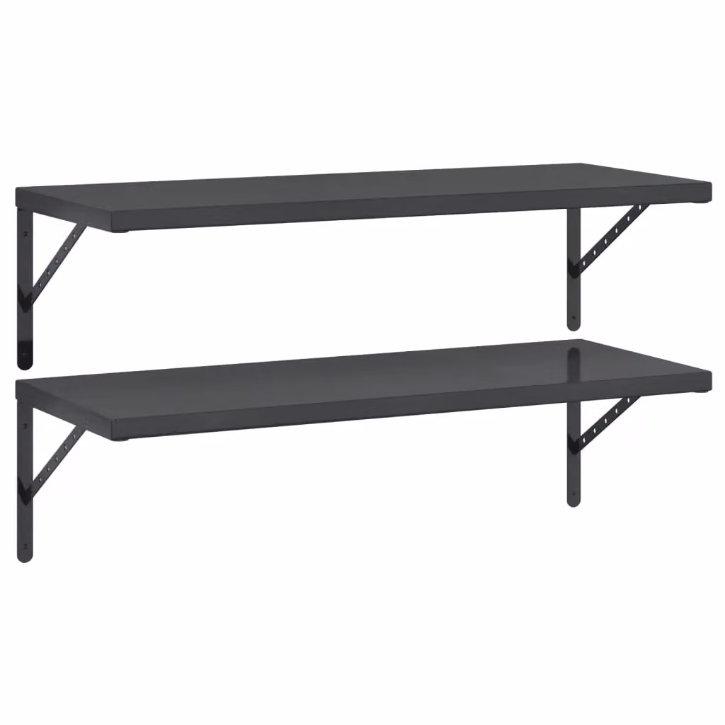 Berkfield Home Set of 2 Black Matt Stainless Steel Wall Mounted Shelves, W: 100 cm, D: 40 cm – 2