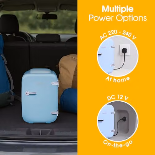 Abode Blue Mini Fridge A4CLR201BL 4L Portable Thermoelectric Cooler and Warmer for Drinks and Cosmetics, W/D/H: 27.5 x 19.0 x 25.0 cm – 5