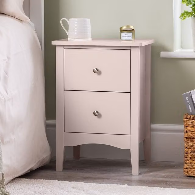 Christow Slim Bedside Table with 2 Drawers in Pink – 1
