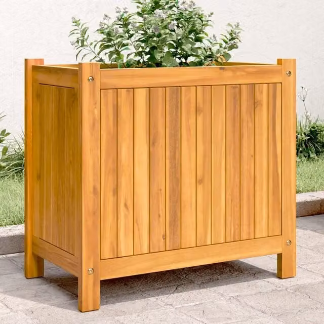 Berkfield Home Garden Planter with Liner in Brown Solid Wood, W: 54 cm, D: 31 cm, H: 50 cm – 1
