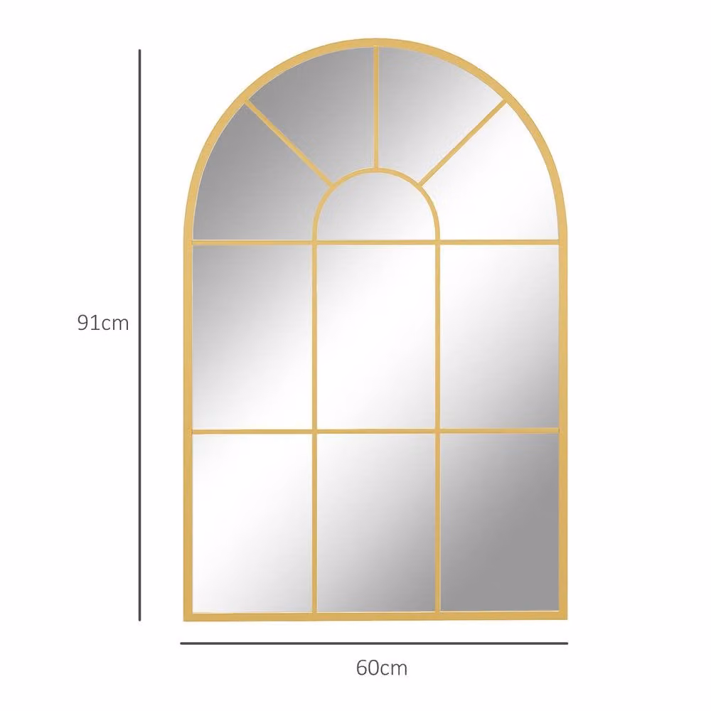 STILVORA Modern Arched Wall Mirror with Gold Metal Frame, W: 60 cm, H: 91 cm – 3
