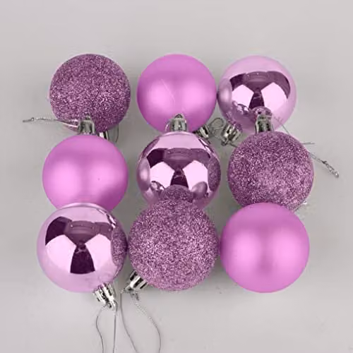 Shatchi 18-Piece Shatterproof Christmas Bauble Set in Pink and Silver, 50mm Round Hanging Decorations