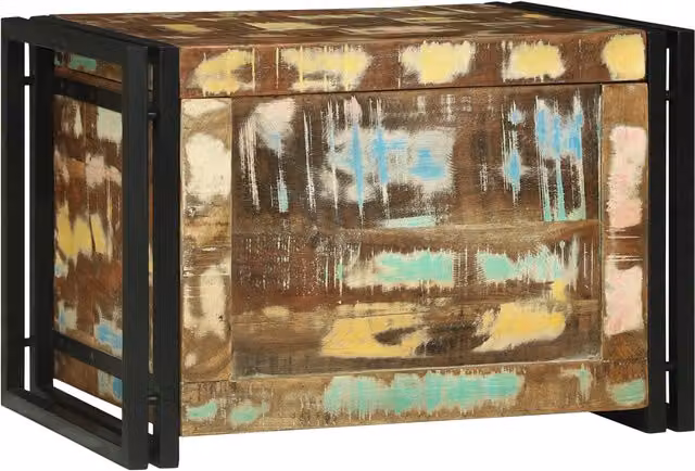 Berkfield Home Vintage Multicolour Storage Box in Solid Reclaimed Wood, W/D/H: 60 x 40 x 41 cm