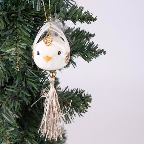 Shatchi White Robin Bird Christmas Hanging Decoration, H 13 cm x W 7 cm – 3