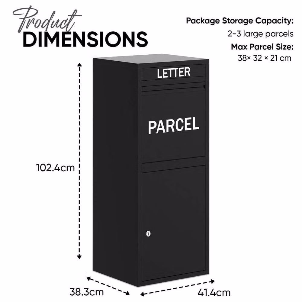 SPETLEK Large High Capacity Outdoor Metal Parcel Drop Box in Black – 3