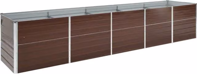 Berkfield Home Garden Brown Galvanised Steel Raised Bed W: 400 cm, D: 80 cm, H: 45 cm