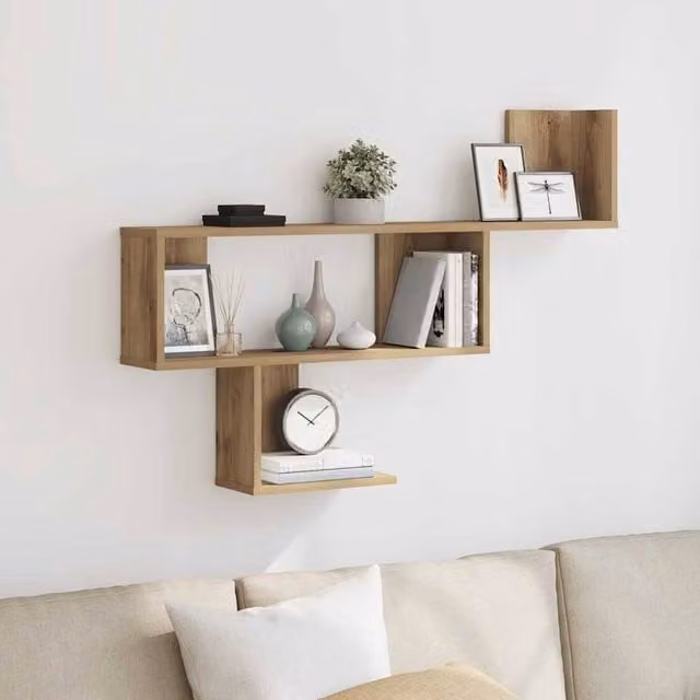 Berkfield Home Artisan Oak Wall Shelf, Brown, W/D/H: 100 x 15 x 70 cm – 1