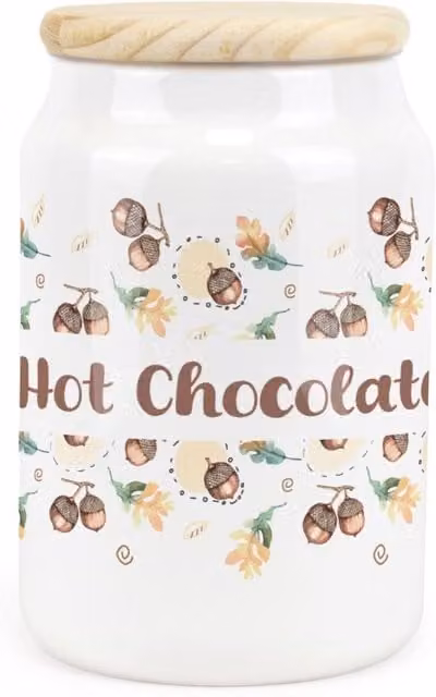 Purely Home Floral Ceramic Hot Chocolate Storage Canister in Brown and White