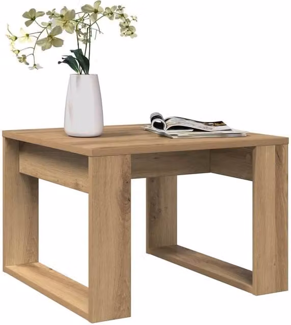 Berkfield Home Artisan Oak Side Table in Brown, W/D/H: 50 x 50 x 35 cm