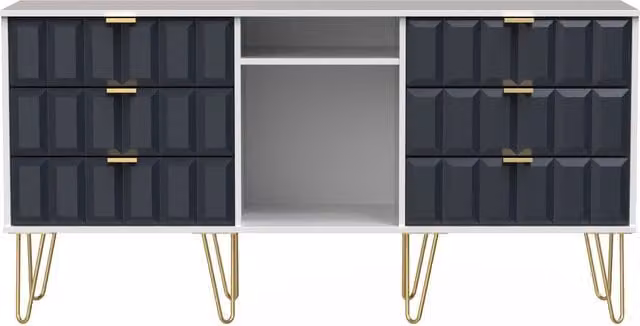 2 U Metro 6 Drawer Sideboard in Dark Blue and Gold, Ready Assembled – 1
