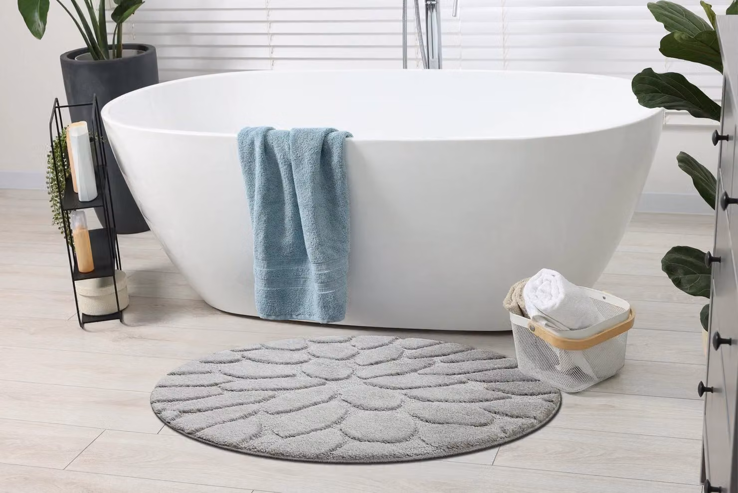 RugsX Grey Round Bath Mat, Diameter: 100 cm – 3