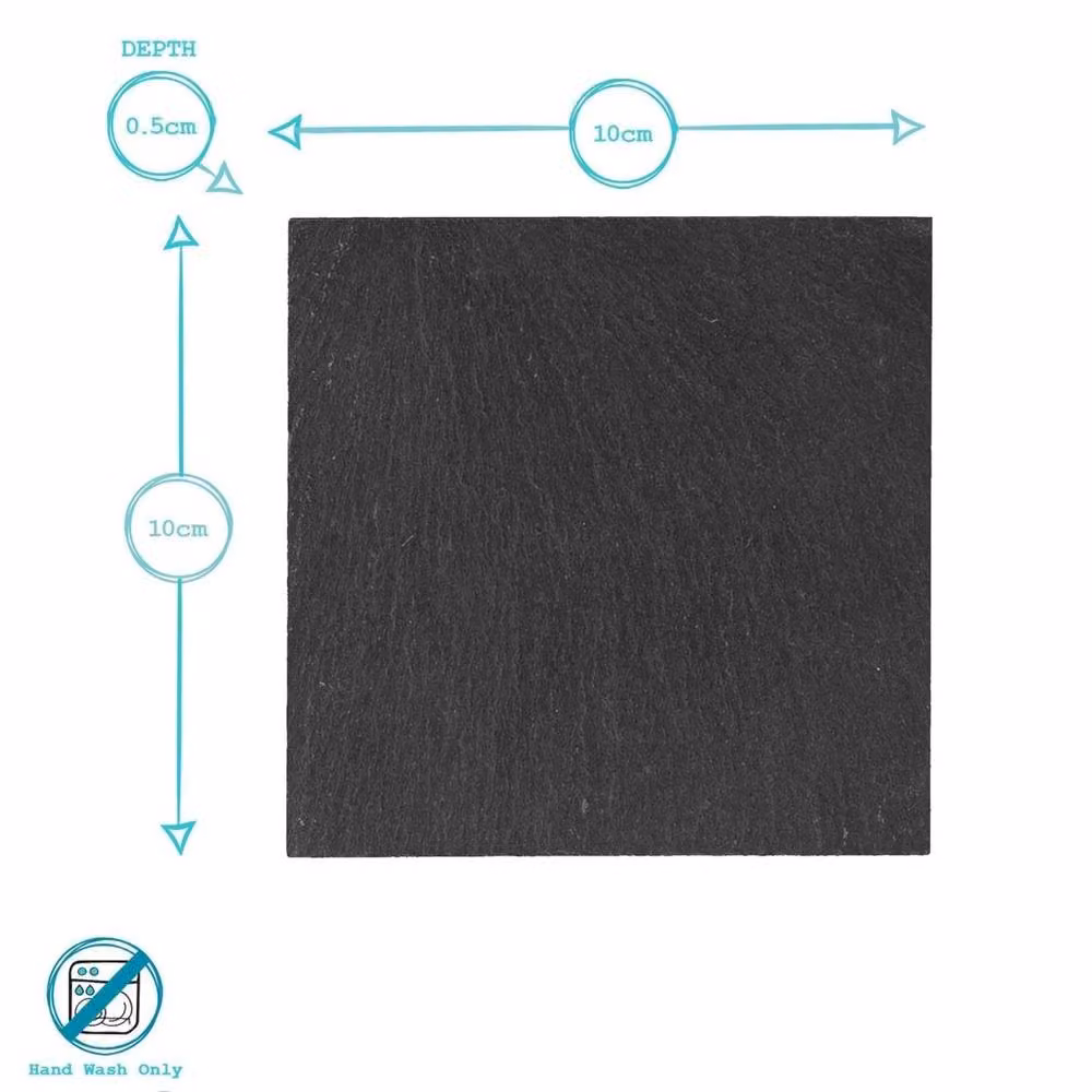 VOGREX 12-Piece Black Square Slate Coasters, 10 x 10 cm – 2