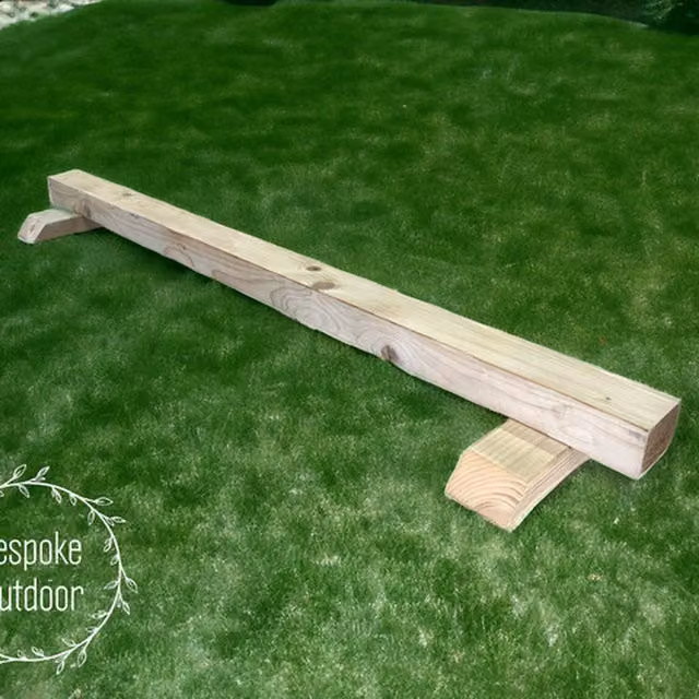 Bespoke Outdoor Wooden Childrens Straight Balance Beam Activity in Brown