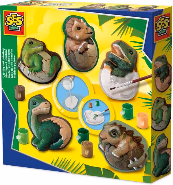 SES Creative Dino Eggs Casting and Painting Set in Multicolour