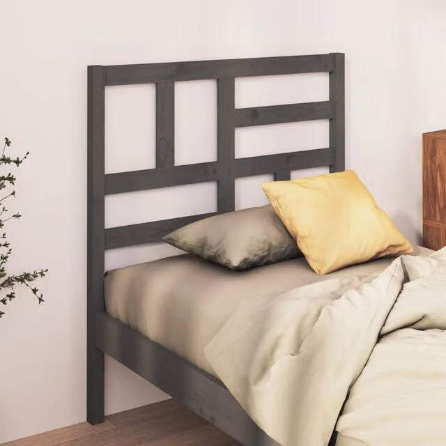 Berkfield Home Grey Solid Pine Wood Bed Headboard, W/D/H: 96 x 4 x 104 cm – 1