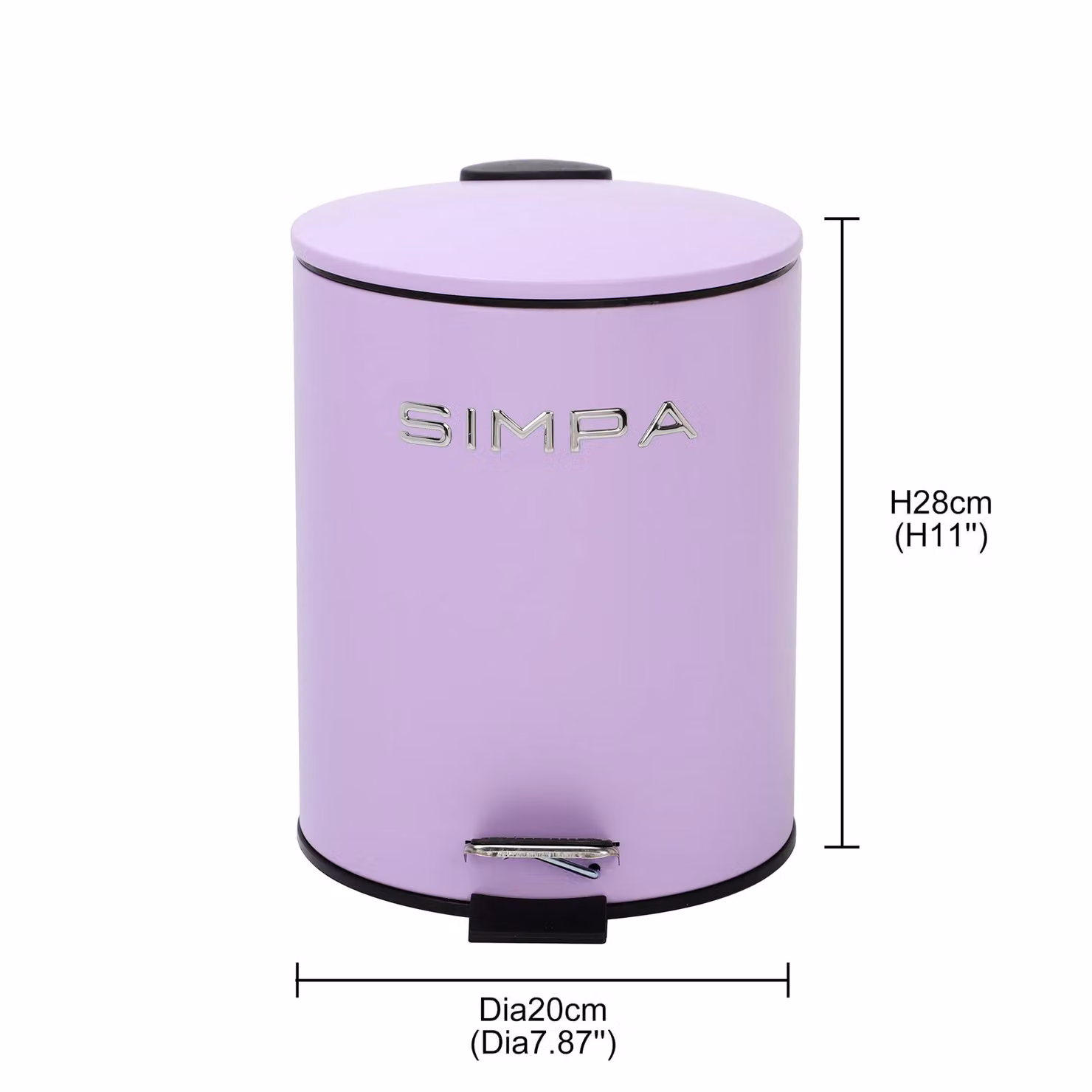 Simpa 5L Slim Soft-Closing Pedal Dustbin in Purple – 3