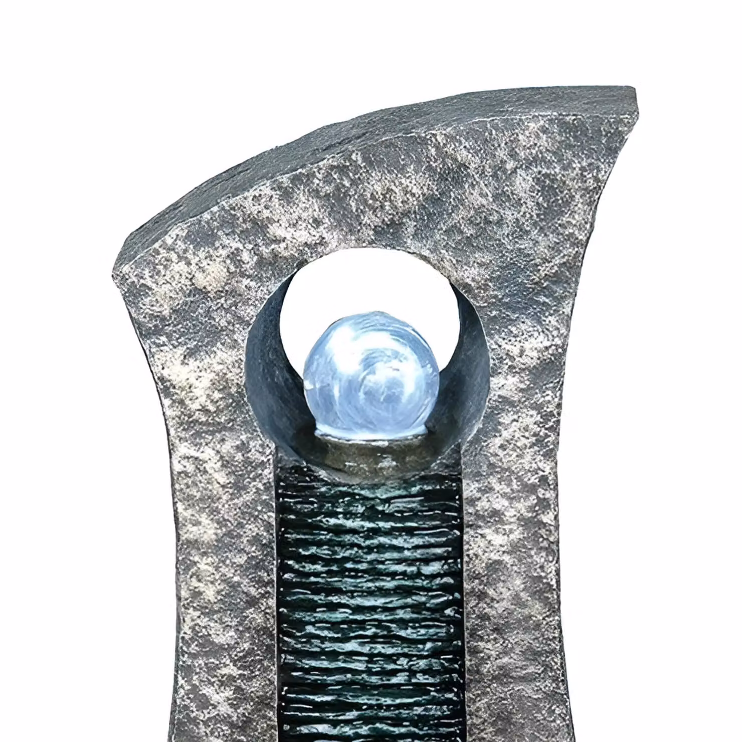 Primrose Ripple Effect Crystal Ball Water Feature with White LED Lights, Grey, Height: 59 cm – 2