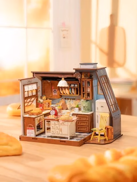 Syntego Baking Kitchen 3D Wooden Dollhouse Puzzle Model Kit, Multicolour