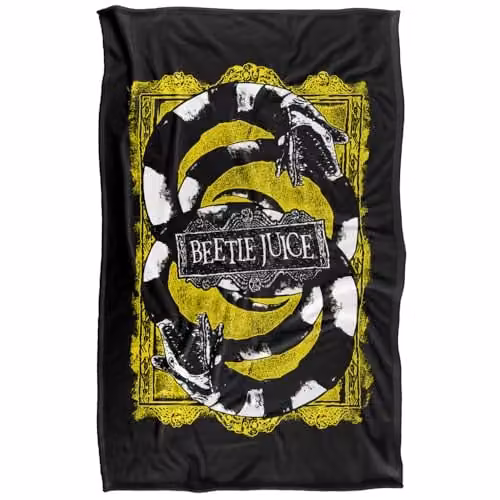 LOGOVISION Beetlejuice We Got Worms Super Soft Silky Touch Fleece Throw Blanket, Multicolour, W: 91.44 cm x D: 91.44 cm