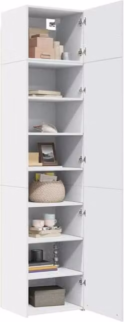 Berkfield Home Slim Storage Cabinet in White, W/D/H: 50 x 42.5 x 225 cm