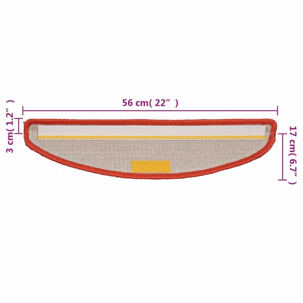 Berkfield Home Decorative Carpet Stair Treads, 15 Pieces, Red, W: 56 cm, D: 17 cm, H: 3 cm – 6